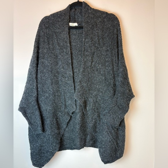 Anthropologie Sweaters - SLEEPING ON SNOW CHARCOAL WOOL BLEND OPEN FRONT OVERSIZED CARDIGAN WOMEN'S M